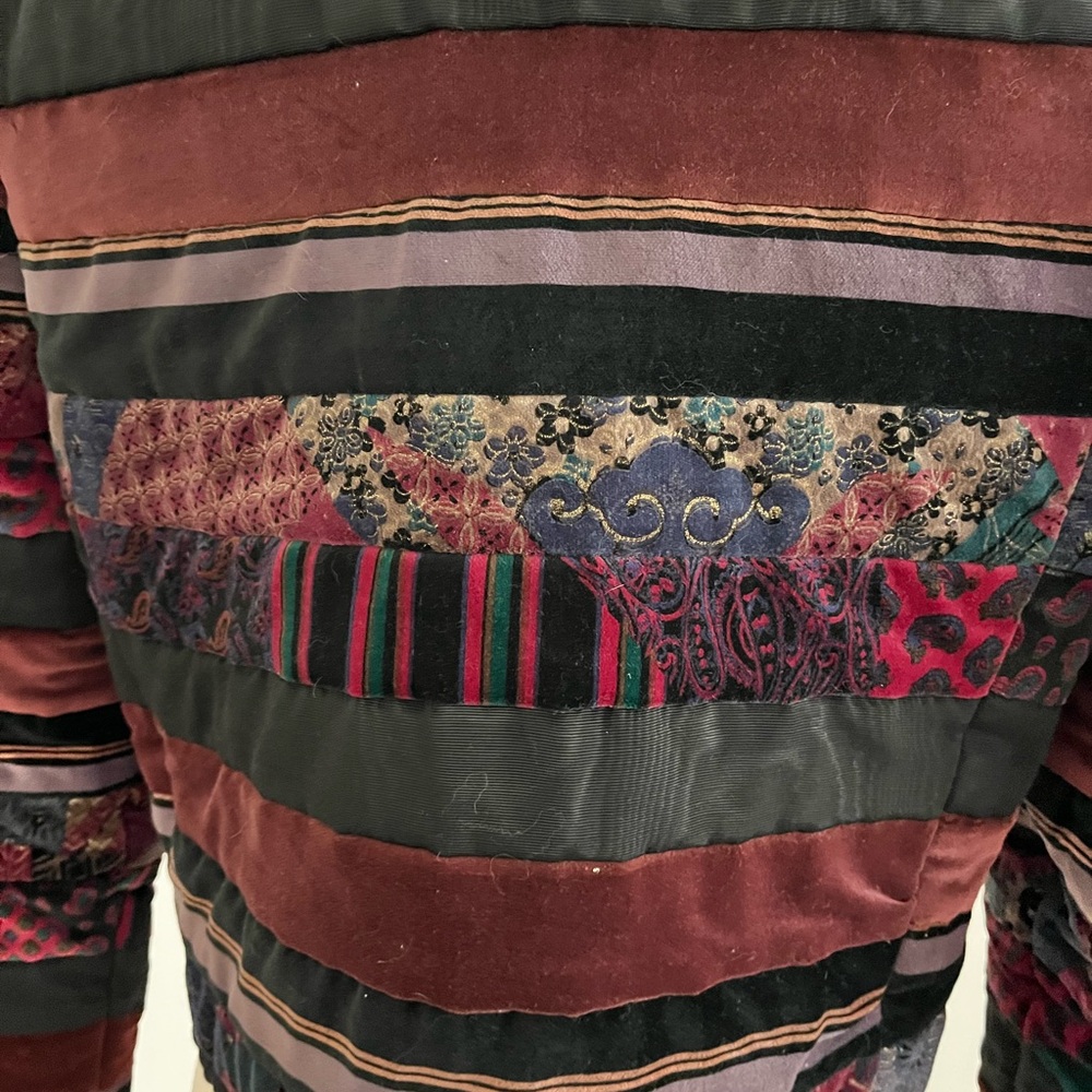 Custom Made Velvet Patchwork Cropped Jacket Size … - image 8